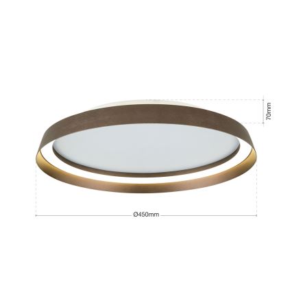 Dimbare LED Plafondlamp MANTA LED/38W/230V 2700/3000/4000K diameter 45 cm bruin