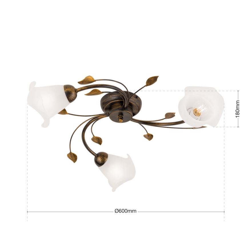 Plafonnier SISI 3xE14/40W/230V d. 60 cm bronze/patine