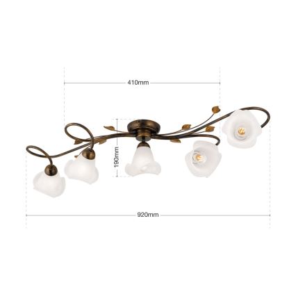 Plafonnier SISI 5xE14/40W/230V bronze/patine