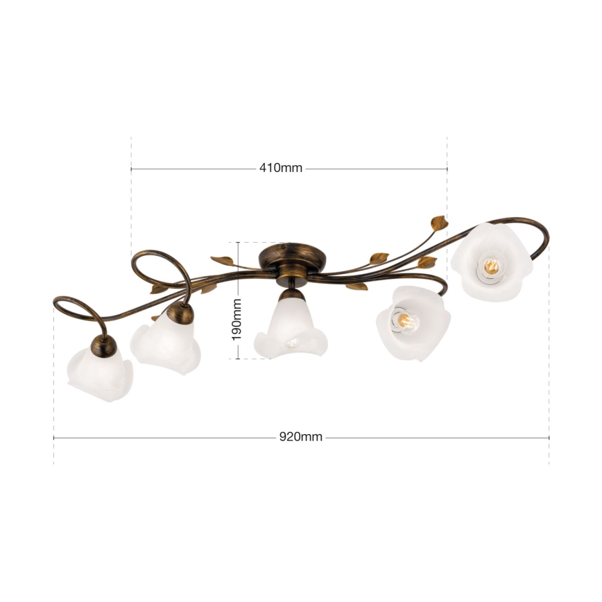 Plafonnier SISI 5xE14/40W/230V bronze/patine