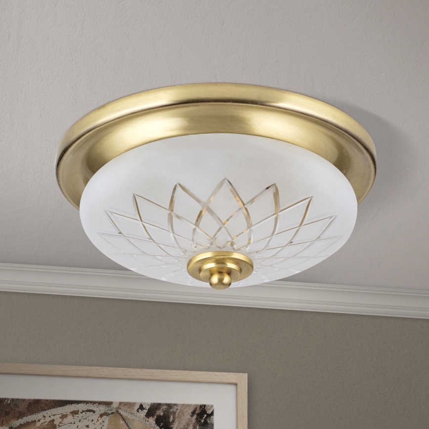 Plafondlamp PORTO 1xE27/40W/230V diameter 26 cm goud