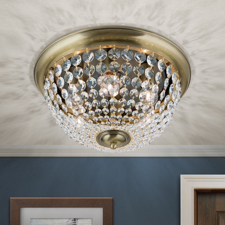Kristallen plafondlamp PLAFOND 6xE27/40W/230V diameter 47 cm brons