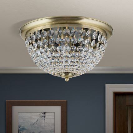 Kristallen plafondlamp PLAFOND 6xE27/40W/230V diameter 47 cm brons