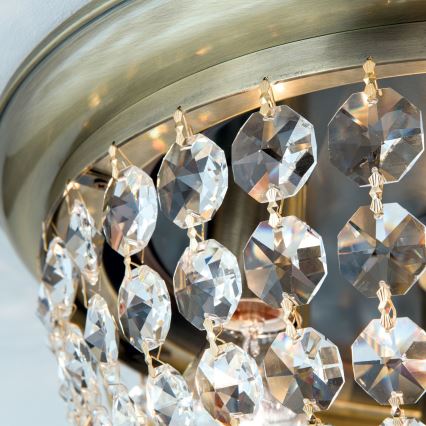 Kristallen plafondlamp PLAFOND 6xE27/40W/230V diameter 47 cm brons