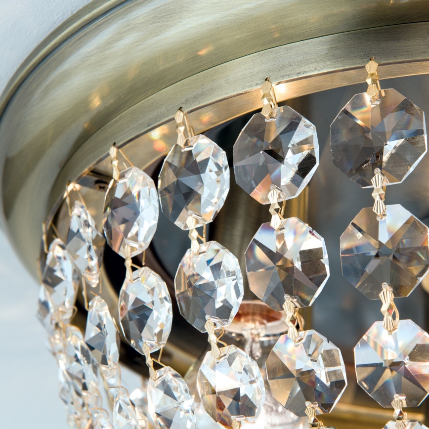 Kristallen plafondlamp PLAFOND 6xE27/40W/230V diameter 47 cm brons