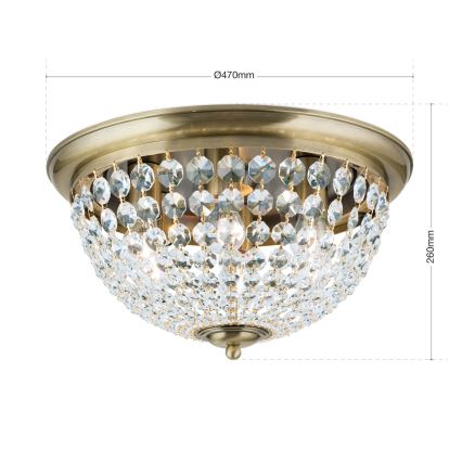 Kristallen plafondlamp PLAFOND 6xE27/40W/230V diameter 47 cm brons