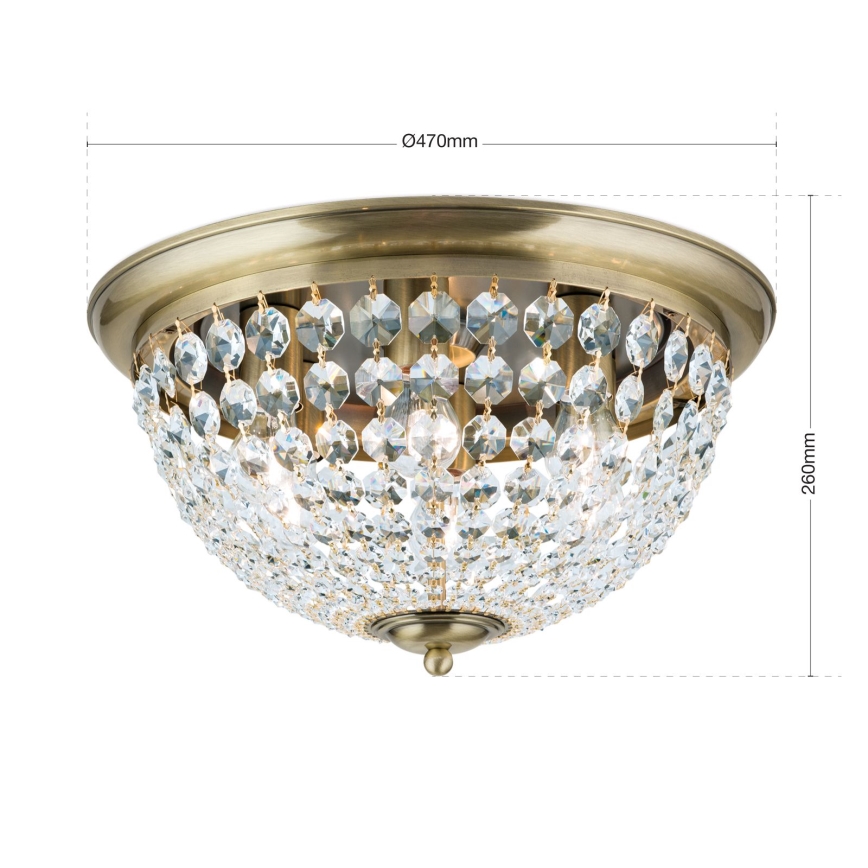 Kristallen plafondlamp PLAFOND 6xE27/40W/230V diameter 47 cm brons