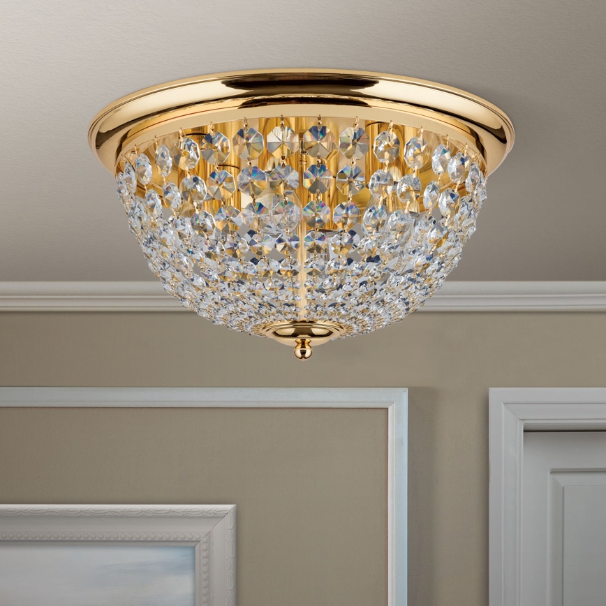 Kristallen plafondlamp PLAFOND 6xE27/40W/230V diameter 47 cm goud