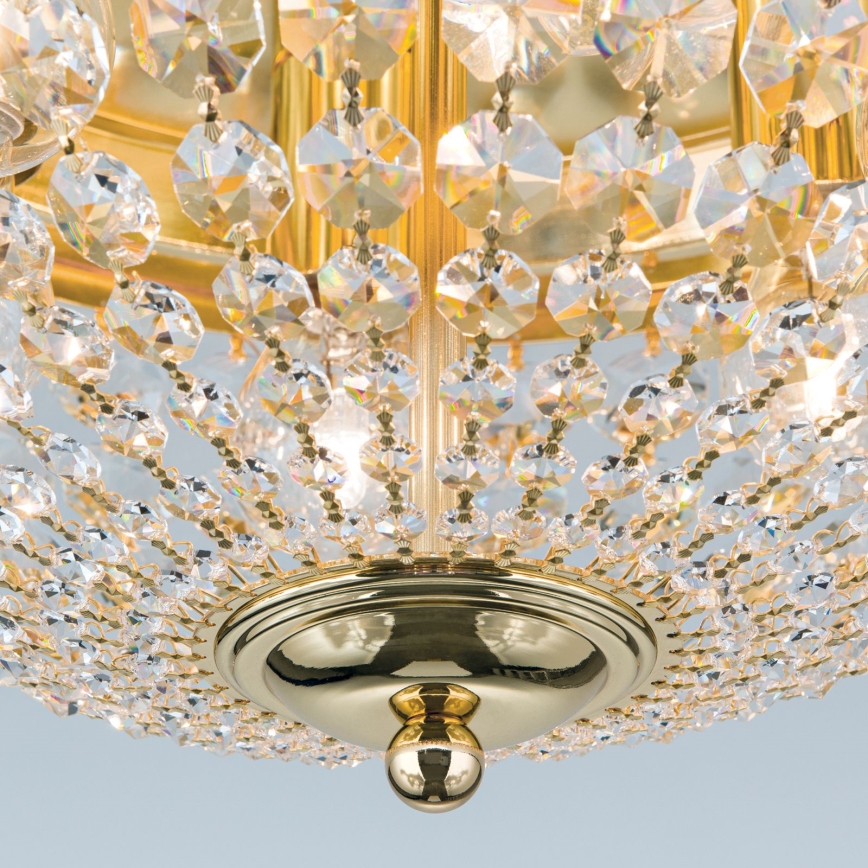 Kristallen plafondlamp PLAFOND 6xE27/40W/230V diameter 47 cm goud