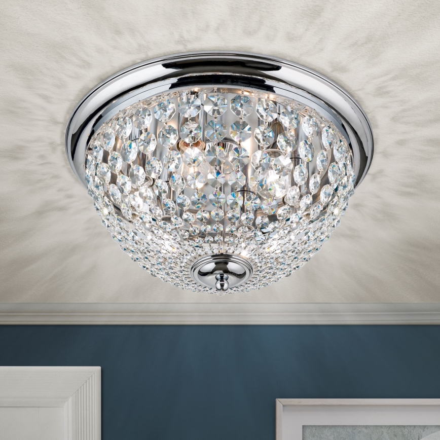 Plafonnier en cristal PLAFOND 6xE27/40W/230V d. 47 cm chrome brillant