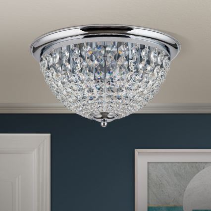 Plafonnier en cristal PLAFOND 6xE27/40W/230V d. 47 cm chrome brillant