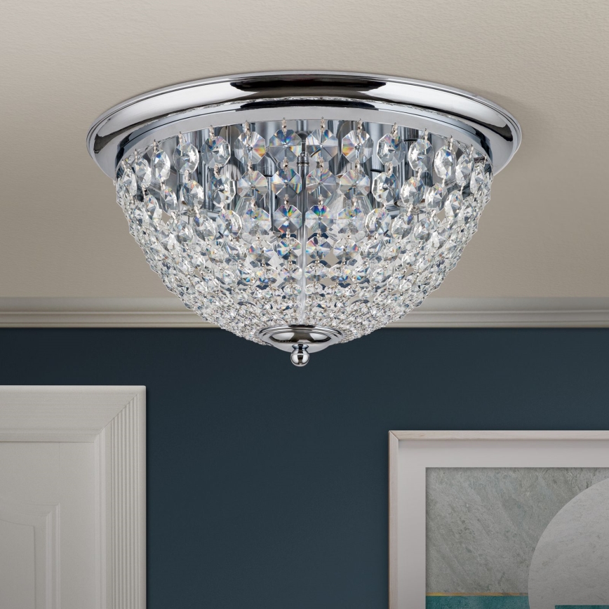 Plafonnier en cristal PLAFOND 6xE27/40W/230V d. 47 cm chrome brillant