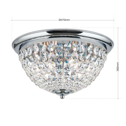 Plafonnier en cristal PLAFOND 6xE27/40W/230V d. 47 cm chrome brillant