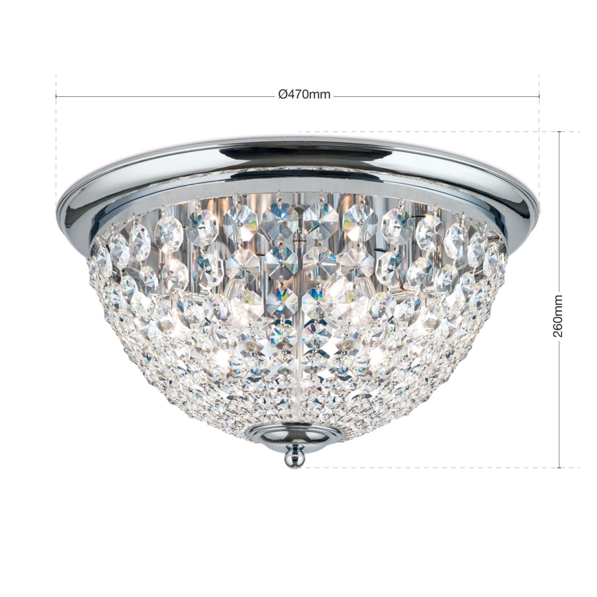 Plafonnier en cristal PLAFOND 6xE27/40W/230V d. 47 cm chrome brillant