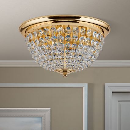 Plafonnier en cristal PLAFOND 6xE27/40W/230V d. 47 cm doré