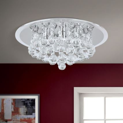 Kristallen plafondlamp GLORIA 4xG9/40W/230V diameter 38 cm doorzichtig/glanzend chroom