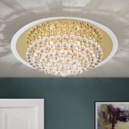 Kristallen plafondlamp GLORIA 9xG9/40W/230V diameter 62 cm goud