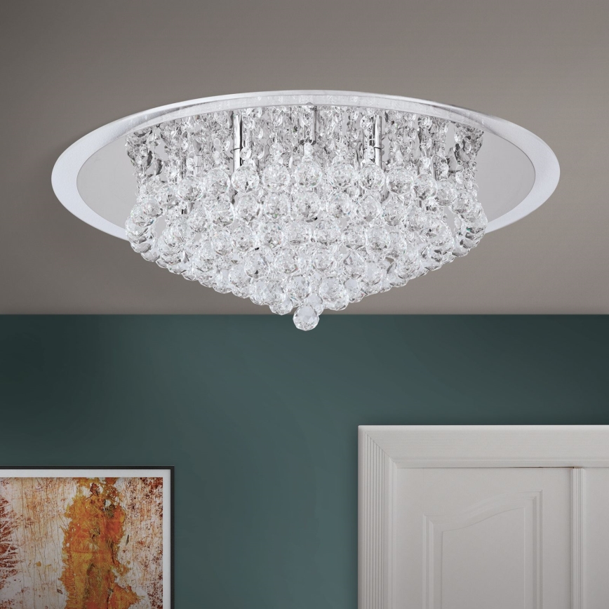 Plafonnier en cristal GLORIA 9xG9/40W/230V d. 62 cm transparent/chrome brillant
