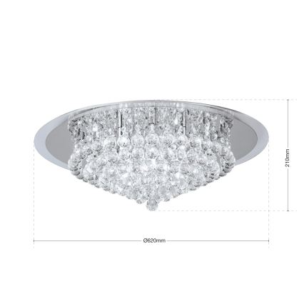 Plafonnier en cristal GLORIA 9xG9/40W/230V d. 62 cm transparent/chrome brillant