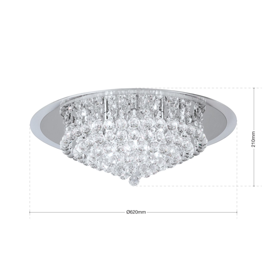 Plafonnier en cristal GLORIA 9xG9/40W/230V d. 62 cm transparent/chrome brillant