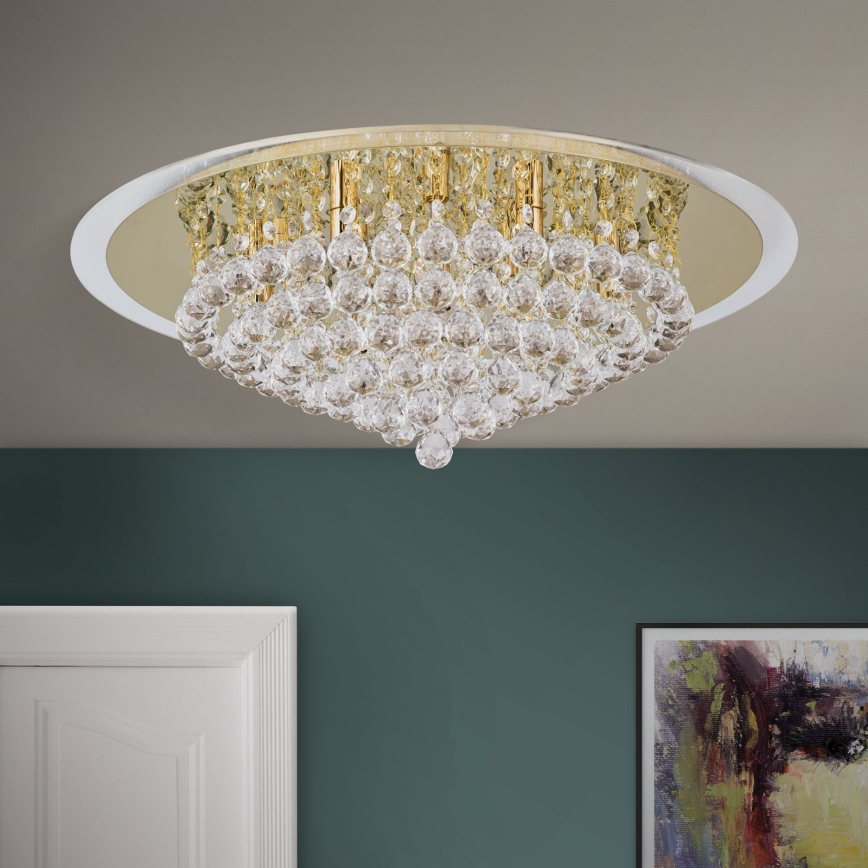 Plafonnier en cristal GLORIA 9xG9/40W/230V d. 62 cm doré