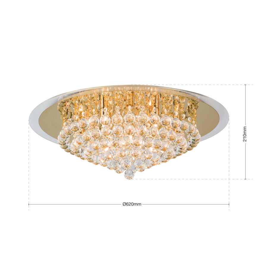 Plafonnier en cristal GLORIA 9xG9/40W/230V d. 62 cm doré