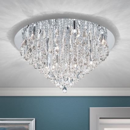 Plafonnier en cristal CELESTE 12xG9/40W/230V d. 75 cm chrome brillant