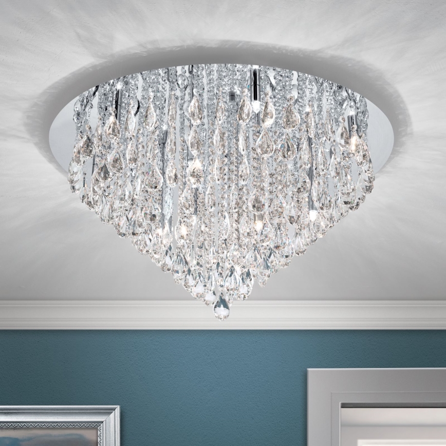 Plafonnier en cristal CELESTE 12xG9/40W/230V d. 75 cm chrome brillant
