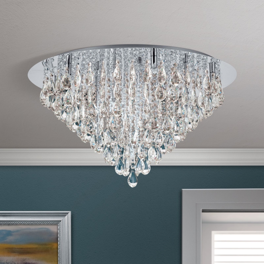 Plafonnier en cristal CELESTE 12xG9/40W/230V d. 75 cm chrome brillant