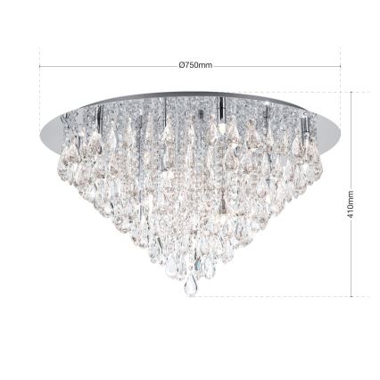 Plafonnier en cristal CELESTE 12xG9/40W/230V d. 75 cm chrome brillant