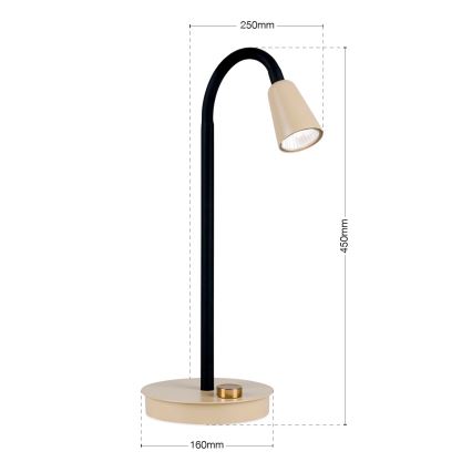 Dimbare flexibele bureaulamp DOTTY 1xGU10/10W/230V beige/zwart