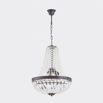 Kristallen hanglamp aan een ketting ARILA 3xE27/60W/230V diameter 40 cm bruin/patina