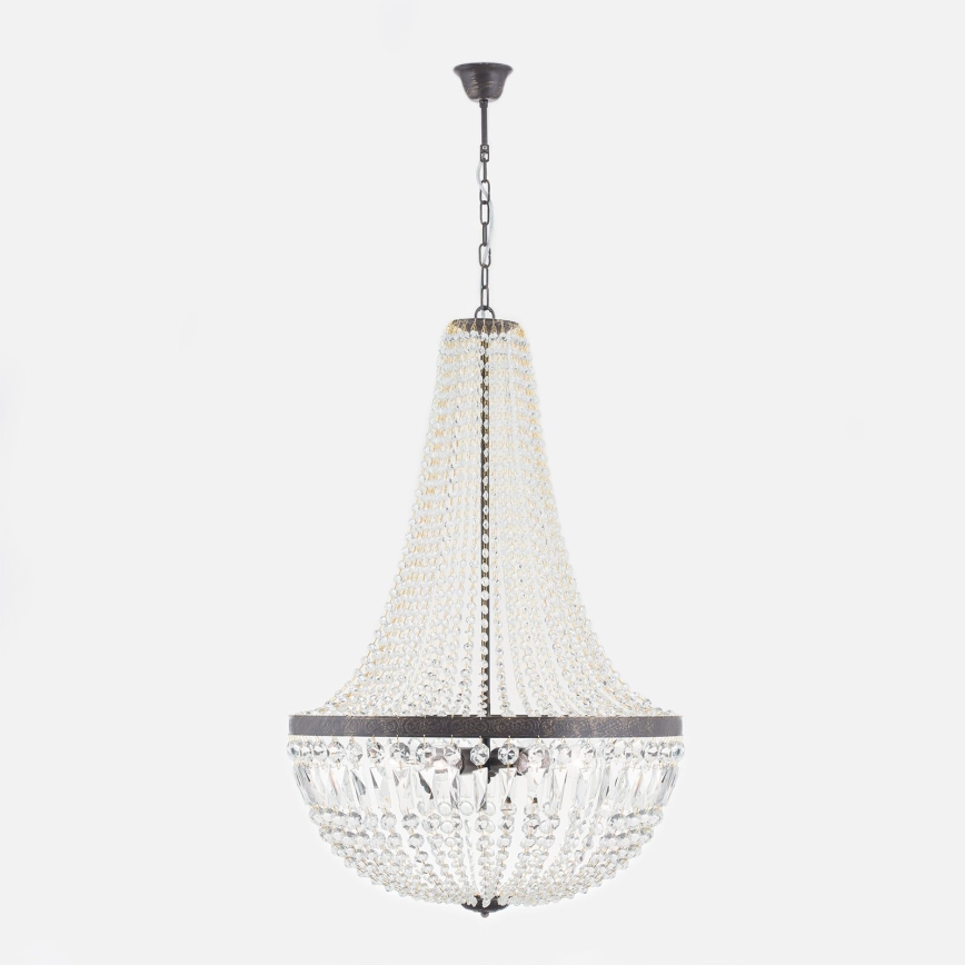 Kristallen hanglamp aan een ketting ARILA 6xE27/60W/230V diameter 60 cm bruin/patina