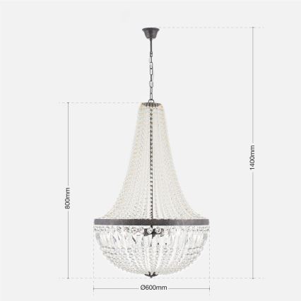 Kristallen hanglamp aan een ketting ARILA 6xE27/60W/230V diameter 60 cm bruin/patina