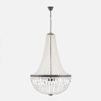 Suspension chaîne en cristal ARILA 6xE27/60W/230V d. 60 cm marron/patine