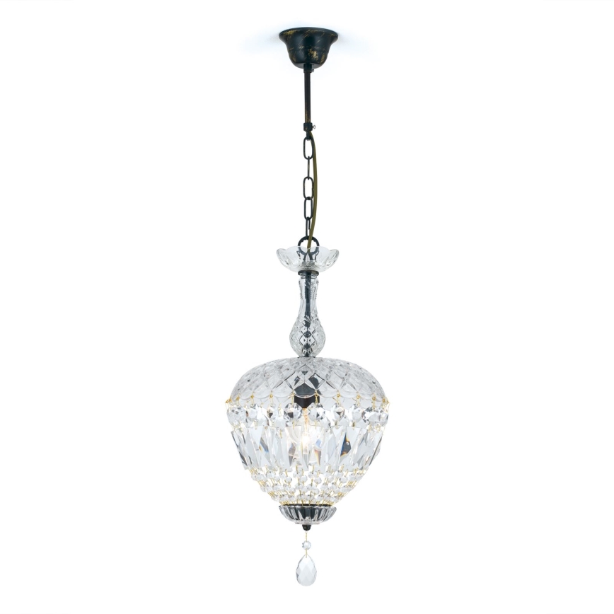 Kristallen hanglamp aan een ketting ARILA 1xE27/60W/230V diameter 25 cm bruin/patina