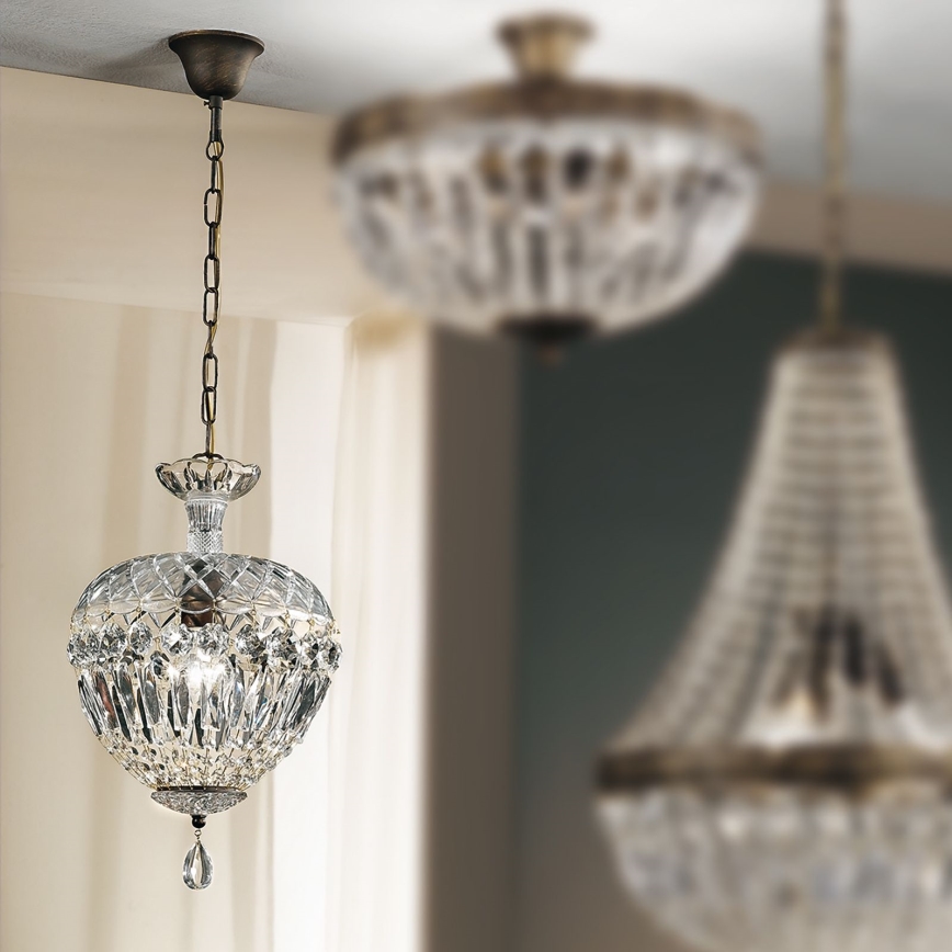 Kristallen hanglamp aan een ketting ARILA 1xE27/60W/230V diameter 25 cm bruin/patina