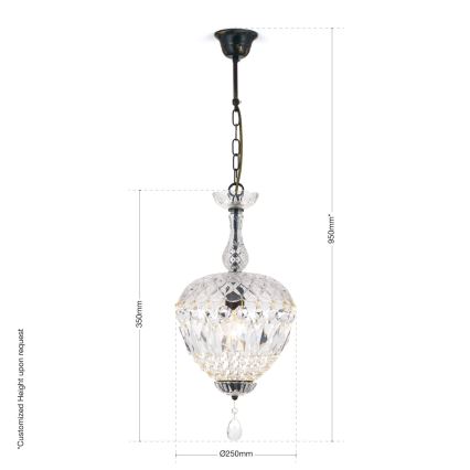 Kristallen hanglamp aan een ketting ARILA 1xE27/60W/230V diameter 25 cm bruin/patina