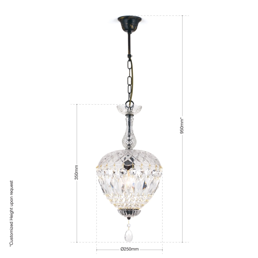 Kristallen hanglamp aan een ketting ARILA 1xE27/60W/230V diameter 25 cm bruin/patina