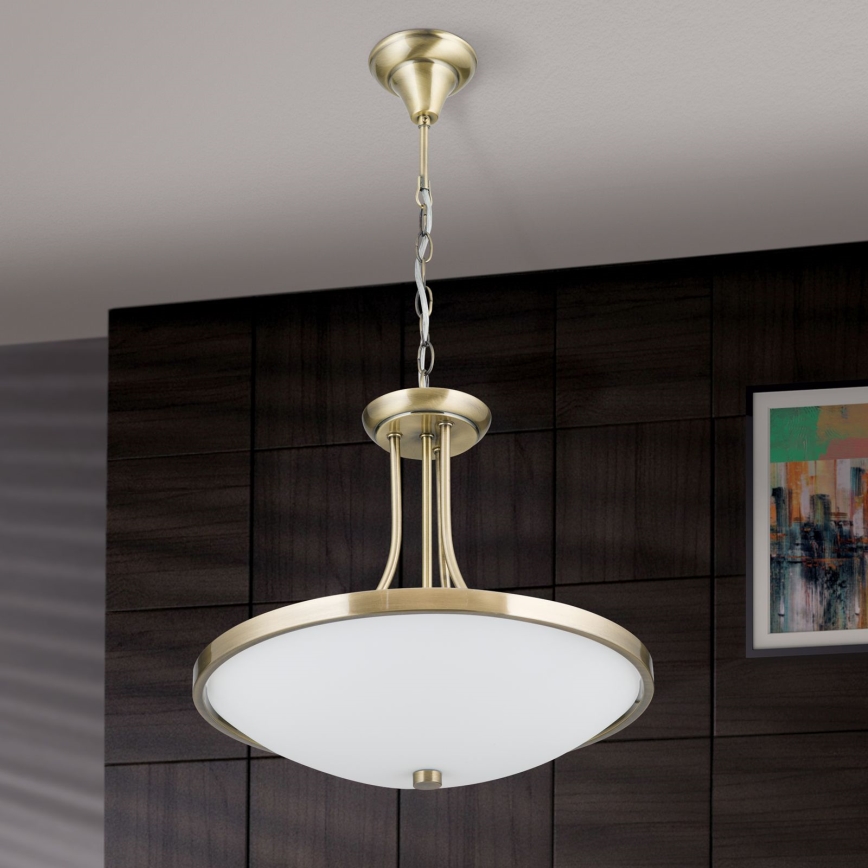 Hanglamp aan een ketting AIDA 3xE27/60W/230V diameter 39,5 cm messing