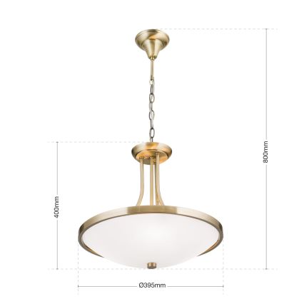Hanglamp aan een ketting AIDA 3xE27/60W/230V diameter 39,5 cm messing