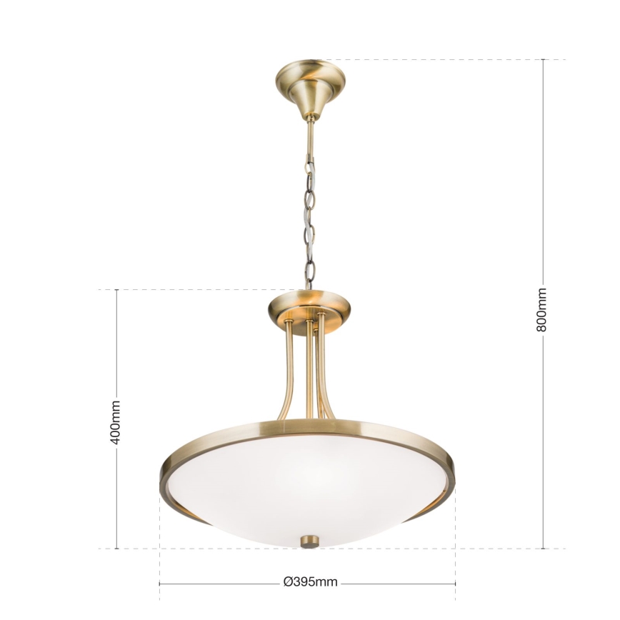 Hanglamp aan een ketting AIDA 3xE27/60W/230V diameter 39,5 cm messing