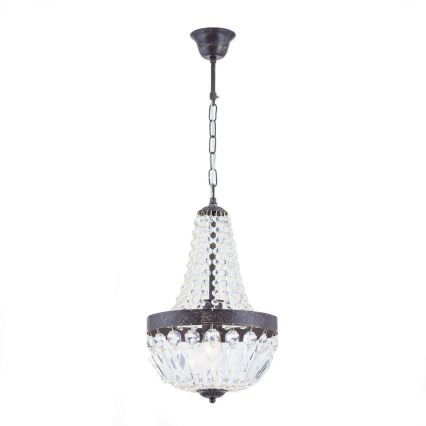 Kristallen hanglamp aan een ketting ARILA 1xE27/60W/230V diameter 25,5 cm bruin/patina