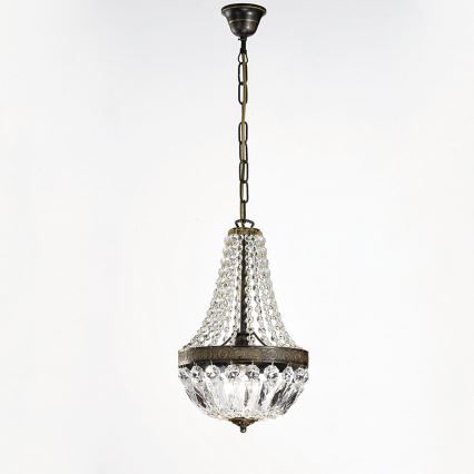 Kristallen hanglamp aan een ketting ARILA 1xE27/60W/230V diameter 25,5 cm bruin/patina
