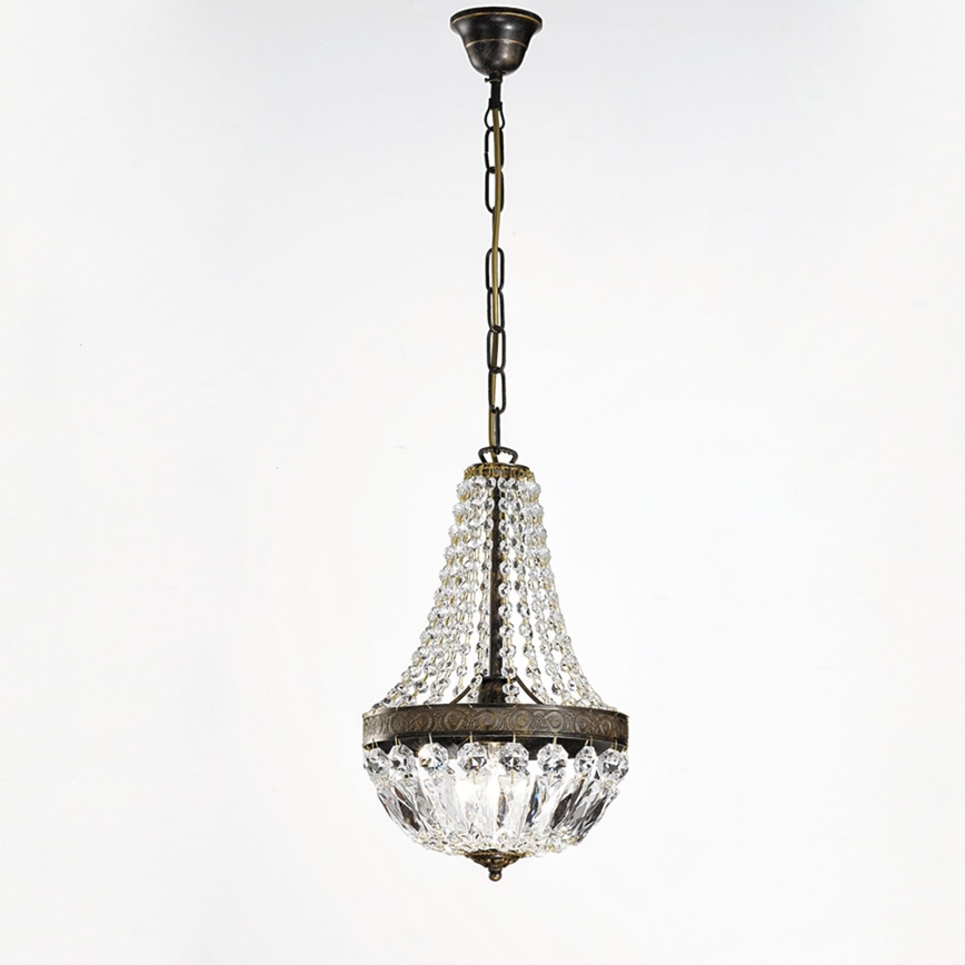 Kristallen hanglamp aan een ketting ARILA 1xE27/60W/230V diameter 25,5 cm bruin/patina