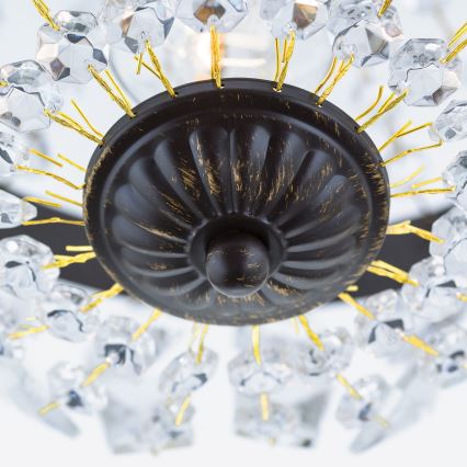 Kristallen hanglamp aan een ketting ARILA 1xE27/60W/230V diameter 25,5 cm bruin/patina