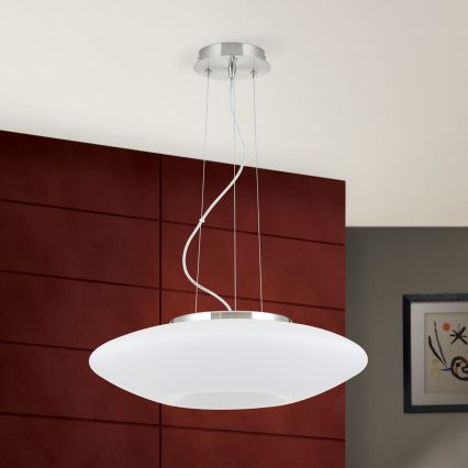 Suspension filaire BLANC 2xE27/60W/230V d. 49 cm chrome mat