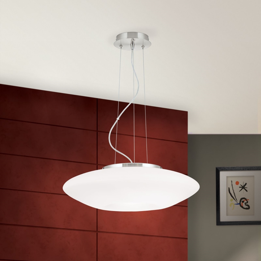 Suspension filaire BLANC 2xE27/60W/230V d. 49 cm chrome mat