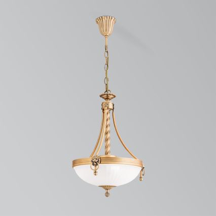 Hanglamp aan een ketting ROCCA 3xE27/60W/230V diameter 32 cm brons/wit