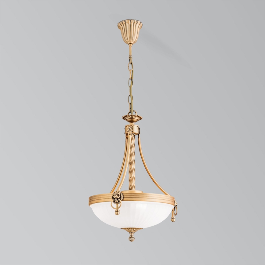 Hanglamp aan een ketting ROCCA 3xE27/60W/230V diameter 32 cm brons/wit